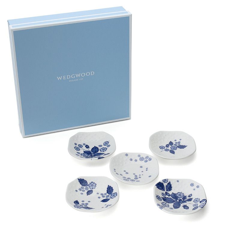 ウェッジウッド（WEDGWOOD） ストロベリー ブルーム インディゴ ソイディッシュ 5枚セット 9cm