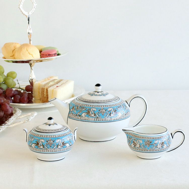ウェッジウッド（WEDGWOOD） フロレンティーンターコイズ/Florentine Turquoise ティーポット+ シュガーボックス+ クリーマー
