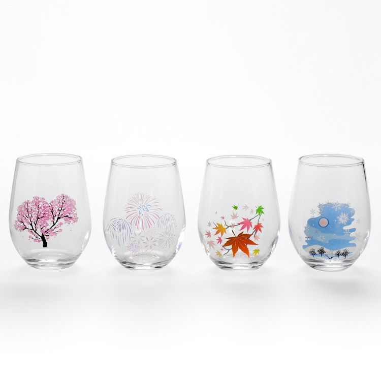 丸モ高木陶器 クリア 冷感 フリーグラス 4点セット