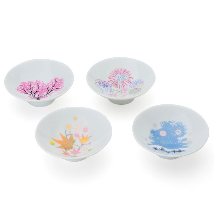 丸モ高木陶器 ホワイト 冷感 平盃 4点セット