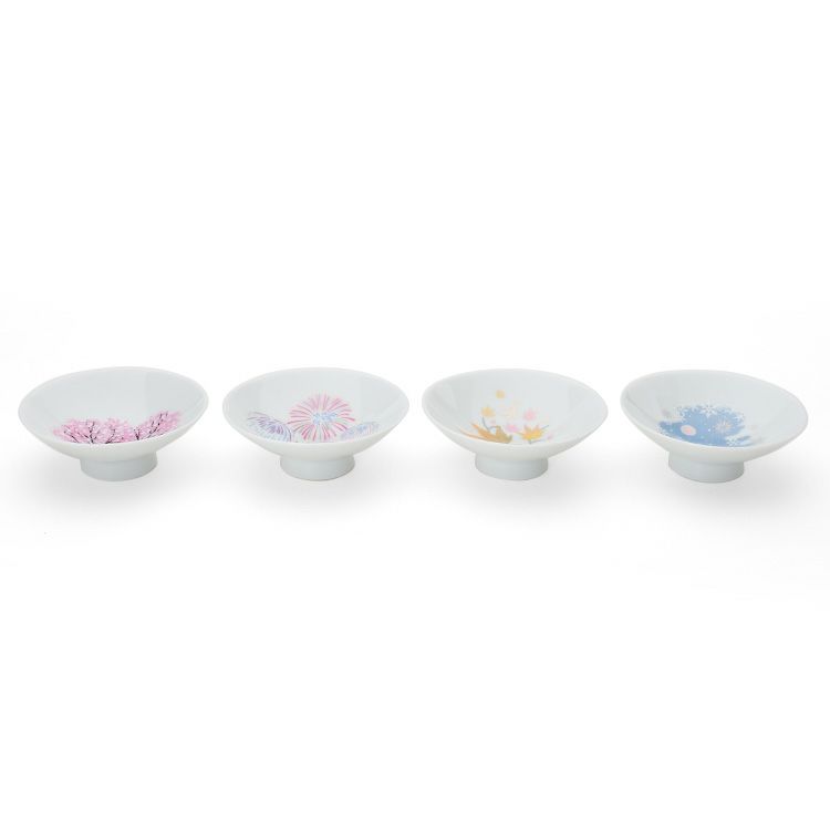 丸モ高木陶器 ホワイト 冷感 平盃 4点セット