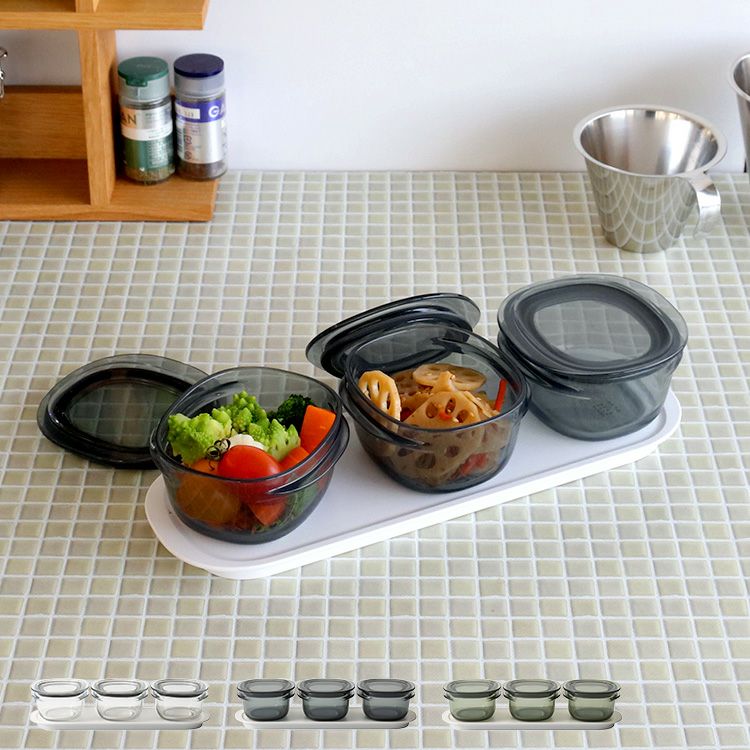 ライクイット（like-it） 調理ができる保存容器 S（3個組）＆トレーM