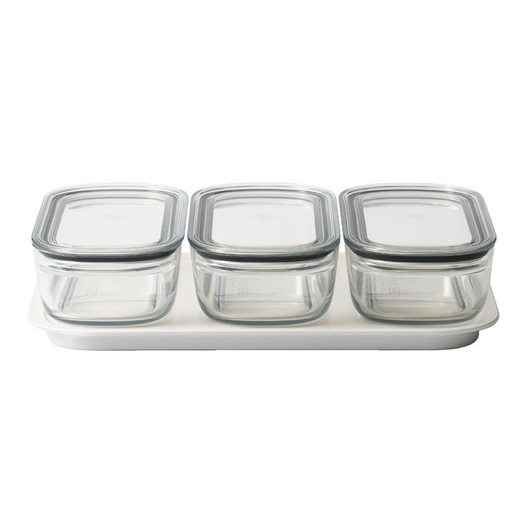 ライクイット（like-it） 調理ができる保存容器 M（3個組）＆トレーL