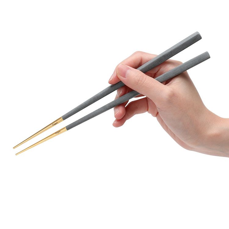 クチポール（Cutipol） クーベ/KUBE グレーマットゴールド 箸 + 箸置きセット