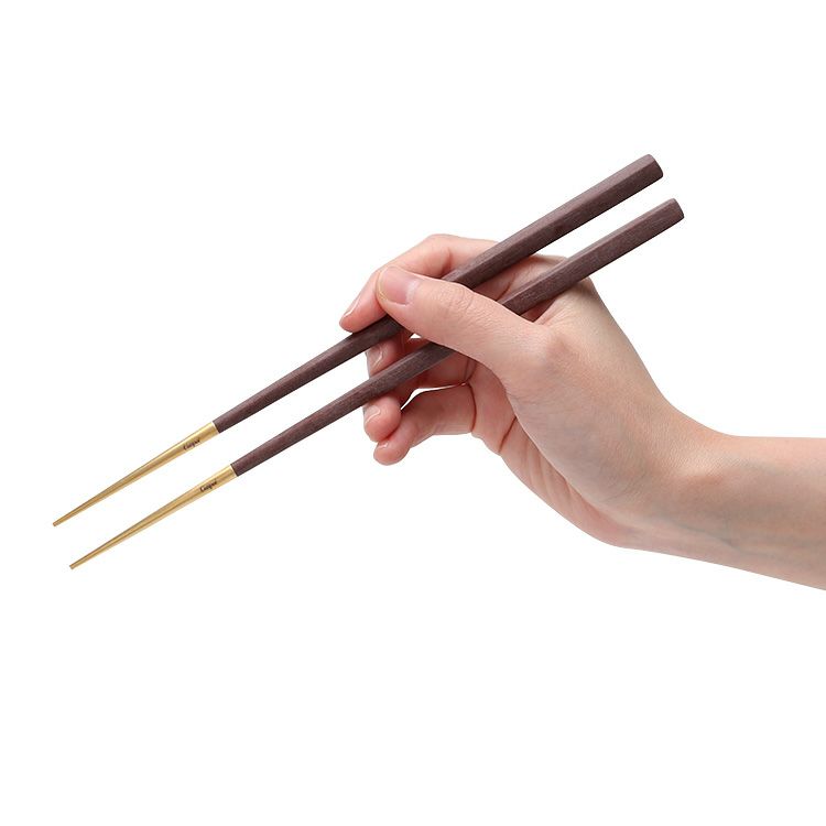 クチポール（Cutipol） クーベ/KUBE ブラウンマットゴールド 箸 + 箸置きセット