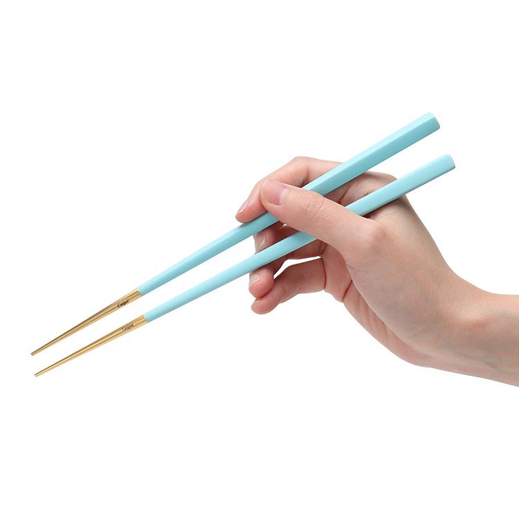 クチポール（Cutipol） クーベ/KUBE ターコイズマットゴールド 箸 + 箸置きセット