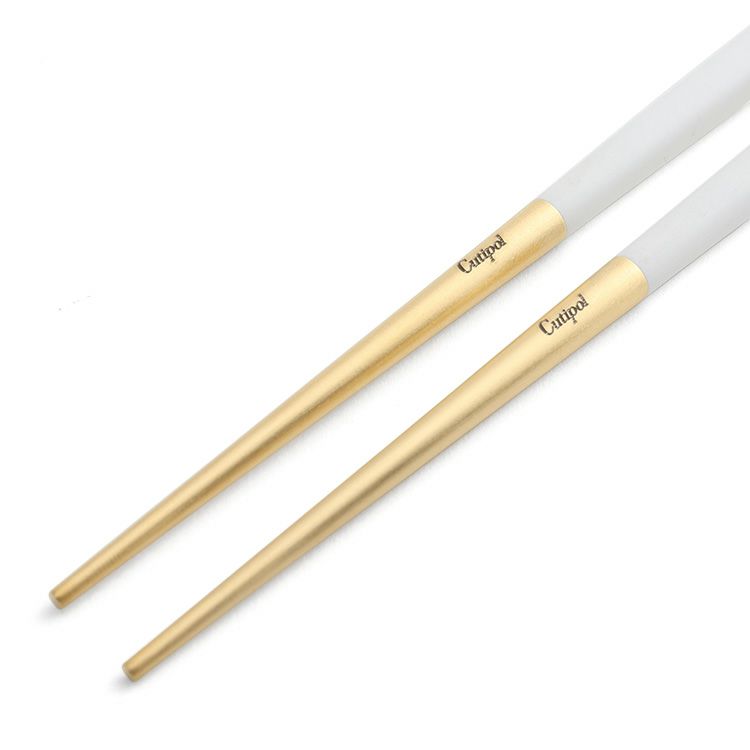 クチポール（Cutipol） クーベ/KUBE ホワイトマットゴールド 箸 + 箸置きセット