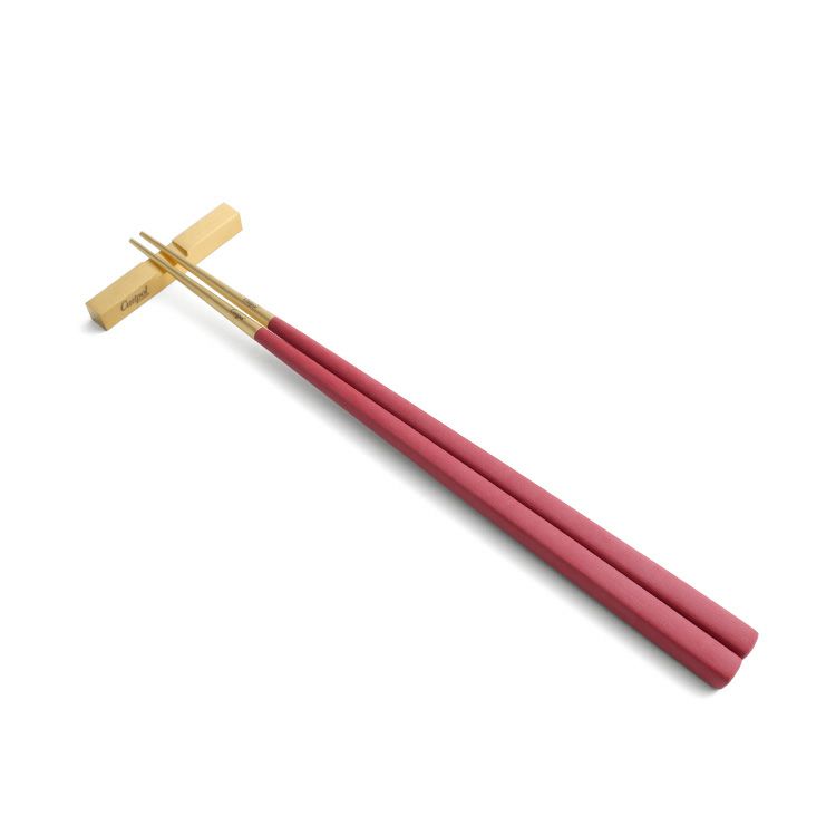 クチポール（Cutipol） クーベ/KUBE レッドマットゴールド 箸 + 箸置きセット