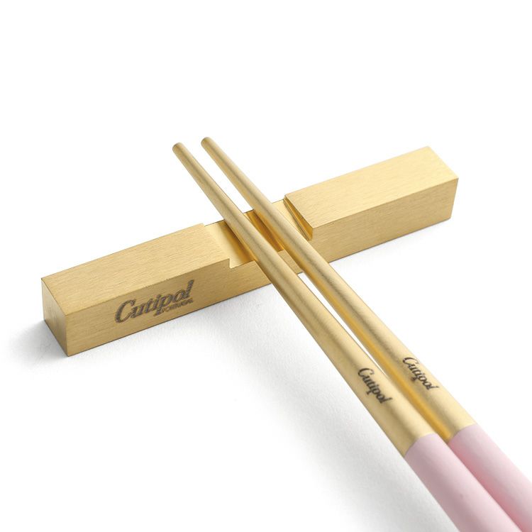 クチポール（Cutipol） クーベ/KUBE ピンクマットゴールド 箸 + 箸置きセット