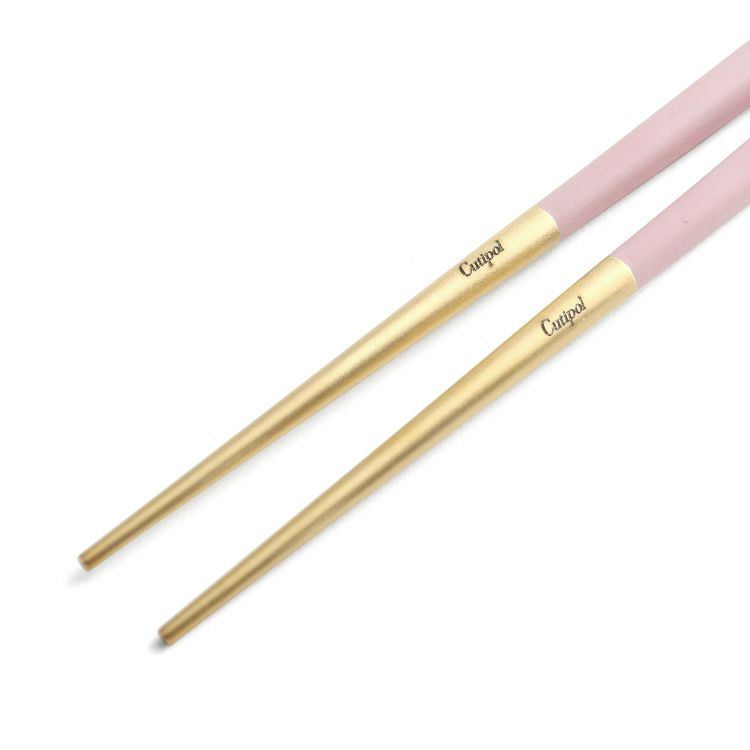 クチポール（Cutipol） クーベ/KUBE ピンクマットゴールド 箸 + 箸置きセット