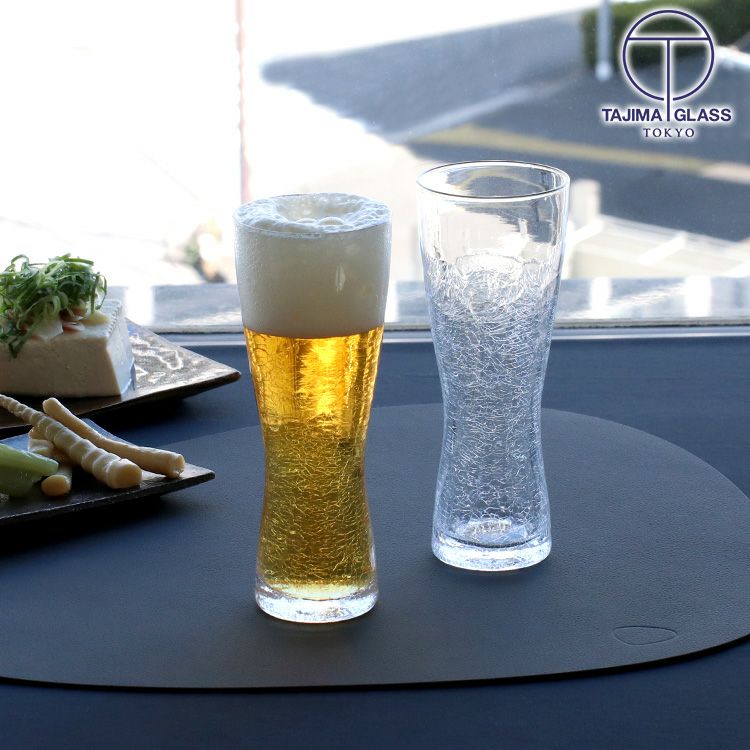 藍花×田島硝子 雪化粧 ビアグラス ペア