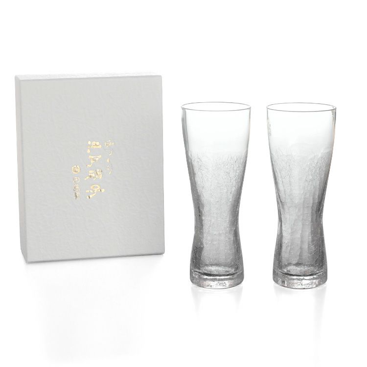 藍花×田島硝子 雪化粧 ビアグラス ペア