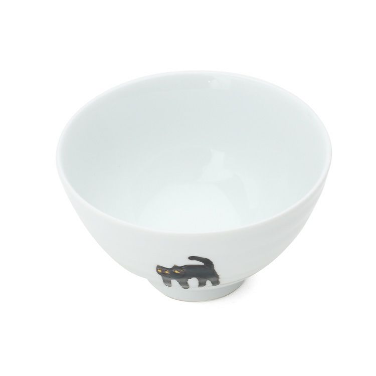 藍花 三猫さんぽ 飯碗 茶碗