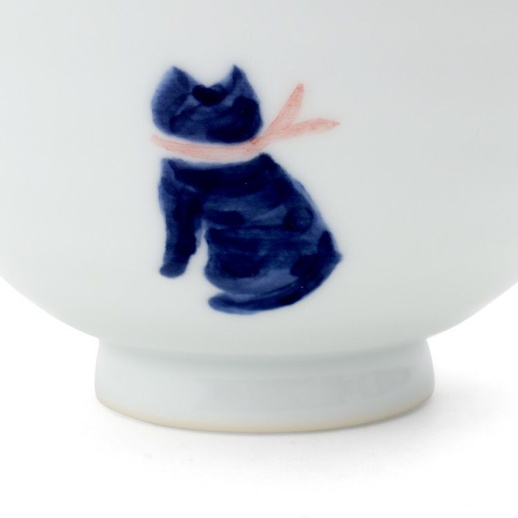 藍花 気まま猫 飯碗 茶碗