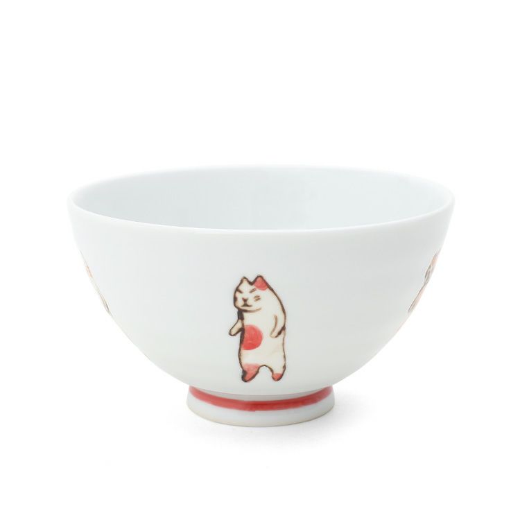 藍花 たち猫 飯碗 茶碗