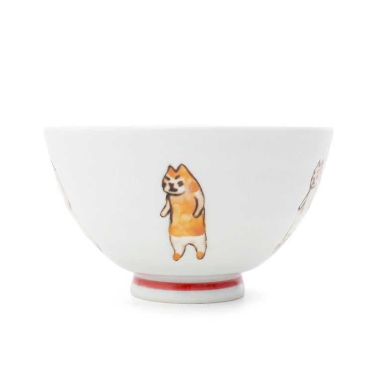 藍花 たち猫 飯碗 茶碗